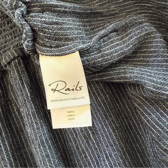 RAILS-Juliette Salem Stripe-Blue-Linen Blend-Tunic-Mini-Ruffle-Dress-Size S - Picture 4 of 14